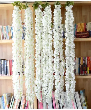 1,6 M Pikkus Kunstlik Wisteria Lill Rotangist Silk Flower Viinapuude Vanikud Pulmapidu Teenetemärgi Kodus Ornament