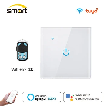 Tuya WiFi Smart Light Switch with Luxuray Klaasist Paneel, Touch Sensor Smart Wall Lüliti Häält Tööd Alexa, Google Kodu müügist